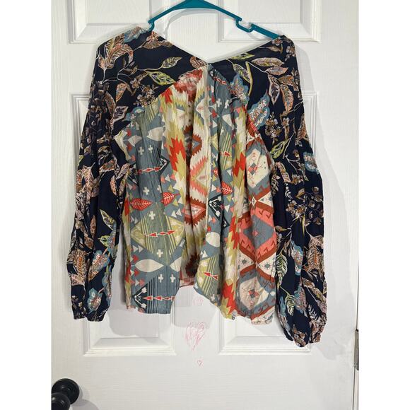 Bucket List Bucketlist Floral Aztec  Boho Top Blouse Size Medium - Picture 2 of 3